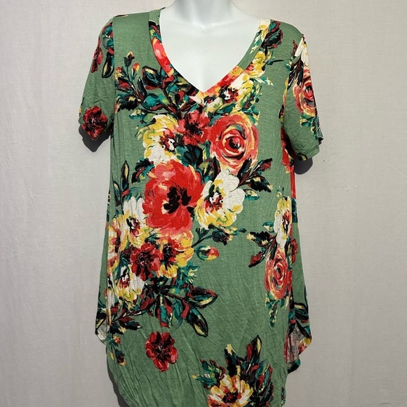 a'gaci Asymmetrical Green and Orange Tunic - Picture 1 of 4